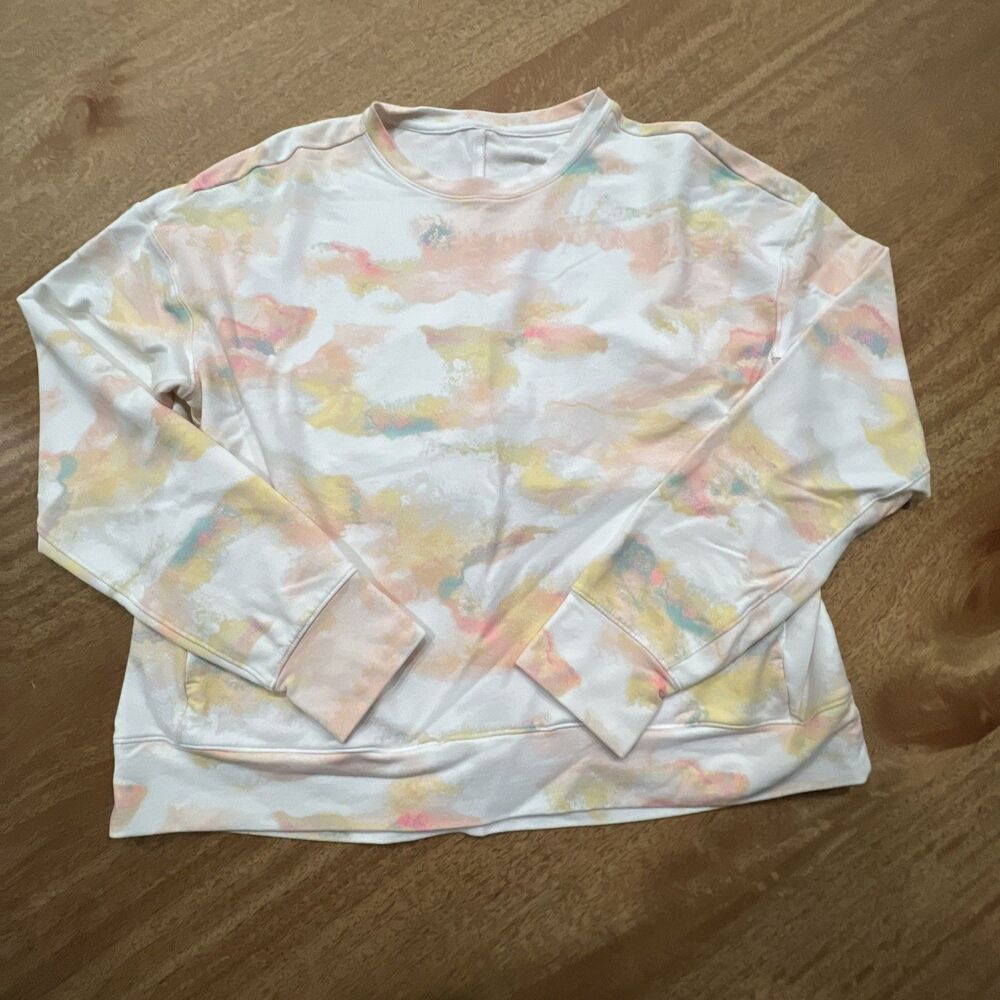 All in Motion Women's Pastel Colored Tie Dye Crew Neck‎ Sweatshirt Sz XL Pockets